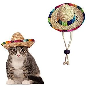 AWOCAN Mexicaanse Sombrero grappige strohoed voor huisdieren, feestdecoratie voor kleine huisdieren, puppy's, katten
