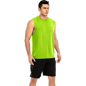 MEETWEE Tanktop voor heren, mesh, sport, tanktop, T-shirt, mouwloos, sneldrogend, mouwloos, T-shirt voor fitnessstudio, hardlopen, krachttraining, tanktop voor heren, Groen