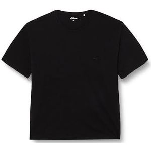 s.Oliver T-shirt voor heren in grote maten met zwart logo-detail, 3XL, zwart, 3XL, zwart.