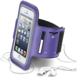 Cellular Line Sportarmband voor Apple iPhone / iPod (wasbaar, neopreen, met sleutelhanger), violet