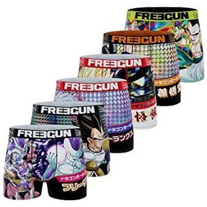 FREEGUN Heren boxershorts Dragon Ball Z, boxershorts heren Sangoku, Vegeta, Gohan (6 stuks), zwart, paars, wit, geel, maat 2XL, zwart, XXL, zwart.