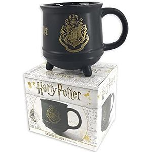 Harry Potter SCMG24474 Mok van keramiek, Hogwarts-embleem, 511 ml, zwart en goudkleurig