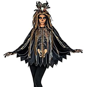 Widmann - Voodoo priestereskostuum, poncho met capuchon, heksenmeester, themafeest, Halloween