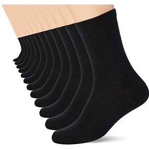 FM London 12 paar uniseks sokken, ademend, duurzaam, comfortabel, kindersokken, zwart.
