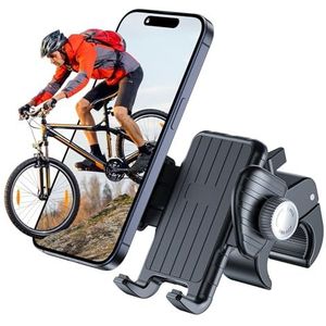 BHHB Mobiele telefoonhouder voor fiets en motorfiets met automatische vergrendeling en anti-shake, universele 360° draaibare houder voor iPhone/Samsung/Huawei/XiaomiOPPO, 4,7-7 inch smartphone,