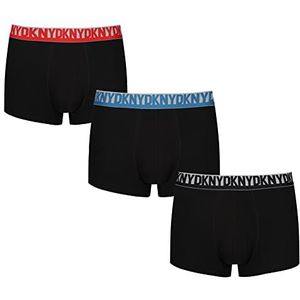 DKNY Set van 3 zwarte boxershorts van katoen met elastische tailleband van zacht nylon voor heren, zwart, M, zwart.