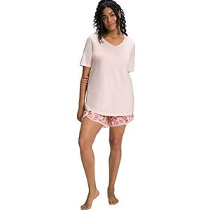 Ulla Popken Shorty, V-hals, halflange mouwen, shorts, korte pyjama voor dames, Roze