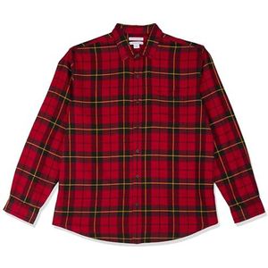 Amazon Essentials Flanellen overhemd met lange mouwen voor heren (verkrijgbaar in grote maat), grote geruite stof, zwart, rood, geel, maat XL