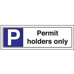 VSafety Permit Holders Only parkeerbord liggend formaat 300 mm x 100 mm hard plastic 1 mm