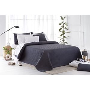 Todocama Sprei met piqué-patroon, voor lente, zomer, herfst en winter, 100% extra zachte microvezel, multifunctionele sprei voor bed, 120/135-230 x 260 cm, donkergrijs