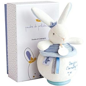 Doudou et Compagnie - Doudou muziekdoos voor baby's - 14 cm - blauw en wit - geboortecadeau - konijn Matelot - DC3520