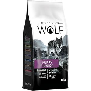 The Hunger of the Wolf Hondenvoer voor puppy's en jonge honden van alle rassen, fijn bereid droogvoer met lam en rijst, 14 kg