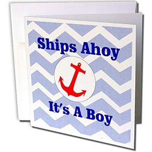 3dRose gc_233680_2 wenskaarten ""Ahoy It is a Boy"", 15 x 15 cm, 12 stuks