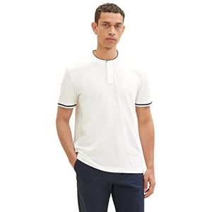 TOM TAILOR 1036369 Poloshirt met opstaande kraag voor heren, 1 stuk, 10332 - Off White