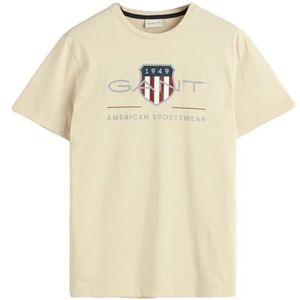 GANT Reg Archive Shield Ss T-shirt met korte mouwen Archief Shield Reg Heren, Zijdeachtige Beige