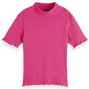 Scotch & Soda Dames T-shirt met ronde hals, Fuchsia 0707, S, Fuchsia 0707
