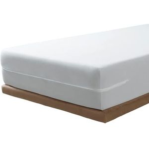 SAVEL - Elastische matrasovertrek van katoen | 150 x 190/200 cm | matrasbeschermers met ritssluiting | badstof 100% katoen zeer absorberend en verstelbaar (bed 150 cm) witte beschermende hoes