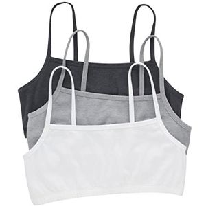 Hanes Set van 3 katoenen bralettes damesbeha, Hemelsgrijs gemêleerd/beton gemêleerd/wit