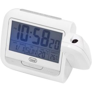 Trevi PJ 3027 Digitale wekker en weerstation met projectie van de tijd 180 graden draaibaar (thermometer, hygrometer, alarm, snooze), zwart