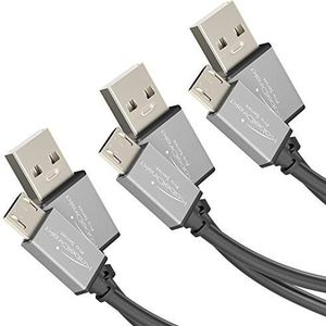 KabelDirekt Micro-USB-kabel 2.0 – 0,5 m, 1 m, 2 m, 3 stuks – (High Speed Data- en oplaadkabel, geschikt voor smartphones en tablets met micro-USB, zwart/space grey)