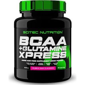 Scitec Nutrition BCAA+ Glutamine Xpress, gearomatiseerd drankpoeder met aminozuren, met glutamine en taurine, zonder suiker en gluten, 600 g, kauwgom