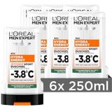 L'Oréal Men Expert Douchegel en shampoo voor mannen, douchebad voor het reinigen van lichaam, haar en gezicht, lichaamsverzorging voor mannen met verkoelend effect -3,8 °C, Hydra Energy Extreme