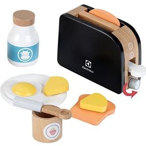 Electrolux Theo Klein 7400 broodrooster van hout, met accessoires zoals botertoasts, gebakken ei en nog veel meer, speelgoed voor kinderen vanaf 3 jaar