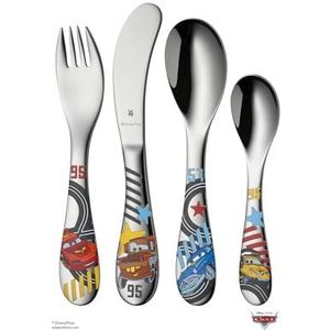 WMF Kids Bestekset Disney/Pixar Cars 1286016040 4-delig (Kindermes, vork, lepel en kleine lepel), Cromargan® 18/10 RVS, Kindvriendelijk, Veilig, Ergonomisch, Vaatwasmachinebestendig, Vanaf 3 jaar