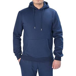 M17 Heren Recyled Pullover Hoodie Casual Hooded Sweatshirt Ho Capuchontrui Klassiek Eenkleurig Lange Mouwen met Tas voor Heren, Blauw, Blauw