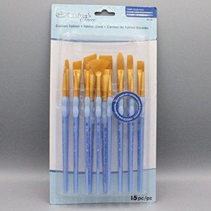 Royal Brush Crafter's Choice Taklon-kwastenset, goudkleurig, maat S tot M, 15 stuks