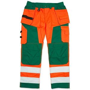 Blaklader Handwerker werkbroek met hoge schroef maat D124 oranje/groen 156818115349D124, Hoge zichtbaarheid, oranje, groen.