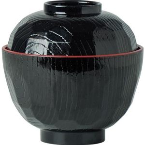 JADE TEMPLE Miso soepkommen, zwart/rood, ABS, inhoud 330 ml, 12 stuks