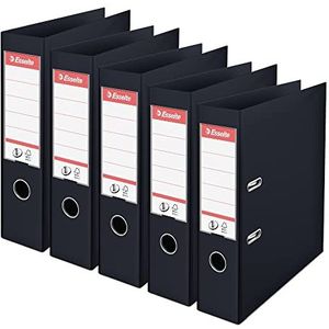 Esselte, Nr. 1 Power, 5 stuks mappen, zwart, rug 75 mm, A4, PP, 162570