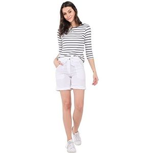 Bonateks Bermuda-shorts voor dames, 100% linnen, gemaakt in Italië, bermuda-shorts met zakken en riem, sjaal, wit, maat: M, wit, M, Wit.