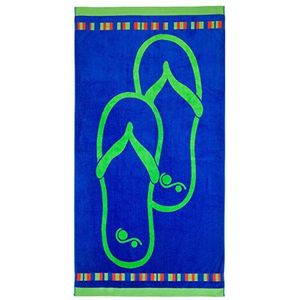 Gözze Strandhanddoek, 100% katoen, 90 x 180 cm, flip-flops, design, blauw/groen, 10021-82-90180