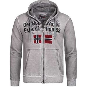 Geographical Norway Gimdo Men Sweatshirt met capuchon en zak, kangoeroe-sweatshirt voor heren, logo-shirts voor heren, sweatshirt met lange mouwen, lichtgrijs