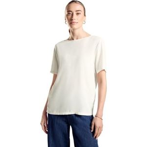 T-shirt van materiaalmix, Off-White., 38, gebroken wit