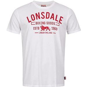 Lonsdale Papigoe T-shirt voor heren, Wit/Rood