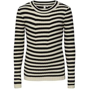 PIECES Pkcrista LS O-neck Knit Tw Noos Bc Sweatshirt voor meisjes, zwart/strepen: berk