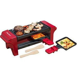 Bestron mini-raclette grill, voor 1-2 personen, antiaanbaklaag, 350 W, rood / zwart