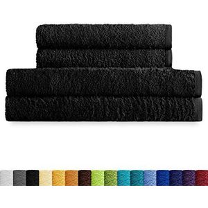 Eiffel Textile Hoogwaardige 400 g handdoeken van 100% Egyptisch katoen in zwart, 2 wastafels met 2 douches, 4 stuks