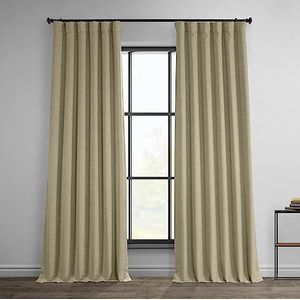 HPD Half Price Drapes BOCH-LN185-P Verduisteringsgordijnen van kunstlinnen voor slaapkamer (1 paneel), 127 x 304 cm, lichtbruin