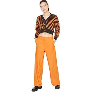 TRENDYOL Trendyol Herenbroek met hoge taille, brede broek, dames, 1 stuk, Oranje