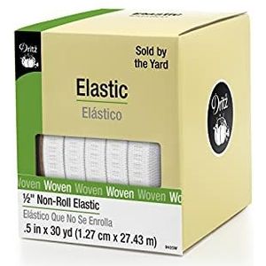 Dritz 1/2 x 30 yd geribbeld, elastisch, wit