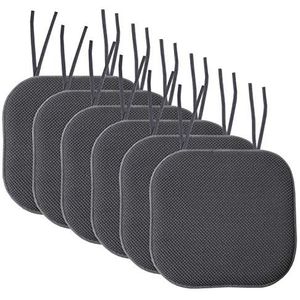 Home Sweet Home Collection Vierkante stoelhoes van rubber, antislip, 40,6 x 40,6 cm, visco-elastisch schuim, houtskoolgrijs, 6 stuks