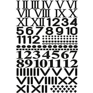 Rayher 30093576 zelfklevende cijfers voor Romeinse horloges, zwart, cijfers/cijfers ca. 1,8 cm hoog, stickers, horloges maken