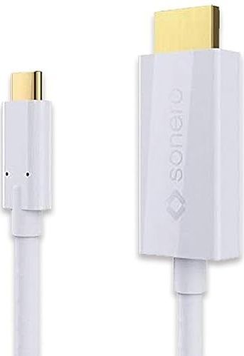 sonero UCC011-010 USB-C naar HDMI 2.0-kabel (4K @ 60Hz, 18Gbps, USB 3.1, Alt-Modus, Thunderbolt 3, compatibel met MacBook Pro, Samsung S8, Dell XPS 15 en andere USB-C computers) wit