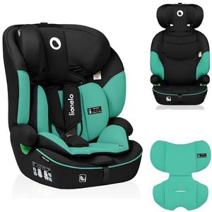 LIONELO Levi i-Size autostoeltje, 76-150 cm Groep 1/2/3, Veilige 10-Standen Verstelbare Hoofdsteun, Memory Foam, R129, Universele Installatie, Afneembare Rugleuning, Kinderautostoel Baby (Groen)