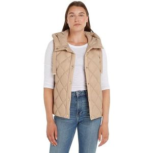 Tommy Hilfiger Gilet matelassé classique en duvet pour femme, Beige, XL