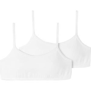 Schiesser Set van 2 bustiers voor meisjes, spaghettibandjes, bustier, bio-katoen, maat 95/5, Wit